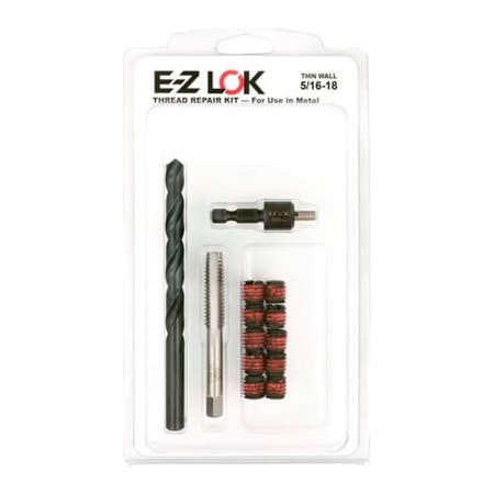E-Z Lok Thread Repair Kit, Self Locking Thread Inserts, 5/16"-18x7/16"-14, Steel EZ-310-5